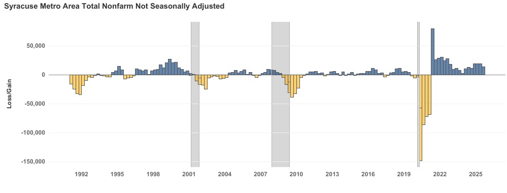Syracuse Metro Loss, Gain Employment