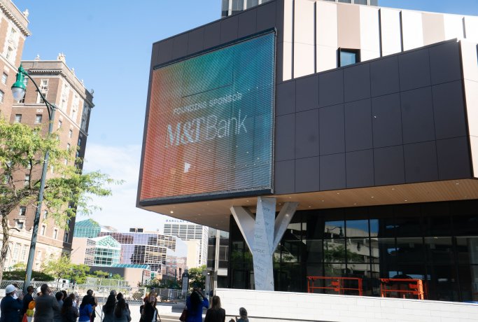 M&T Bank sign lighting at INSPYRE